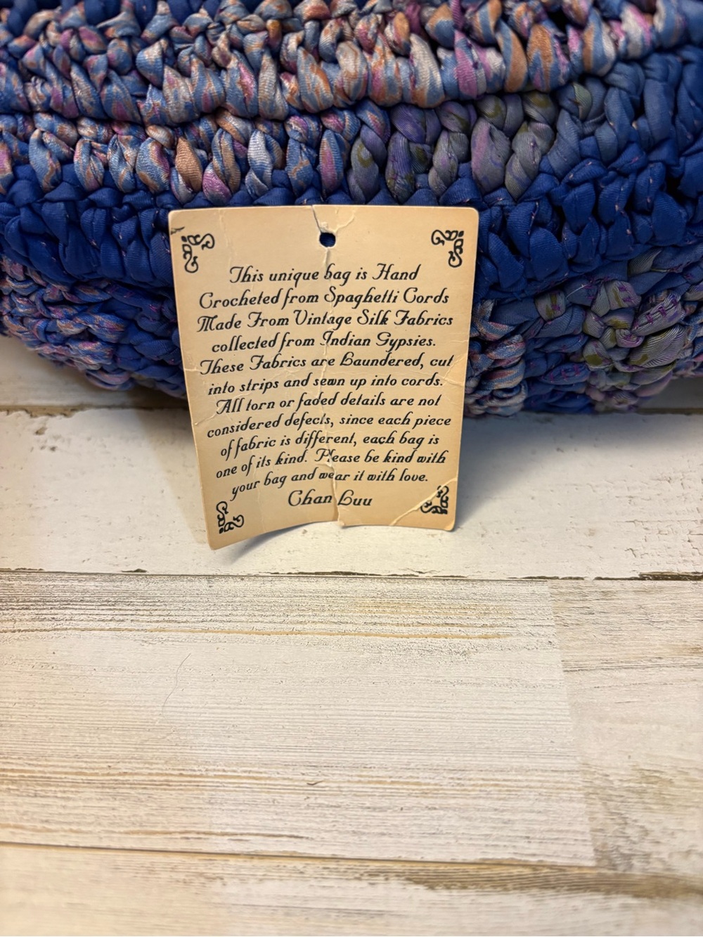 Vintage Chan Luu Crocheted Silk Hobo Bag- One of a Kind With Original Tag - Picture 2 of 7
